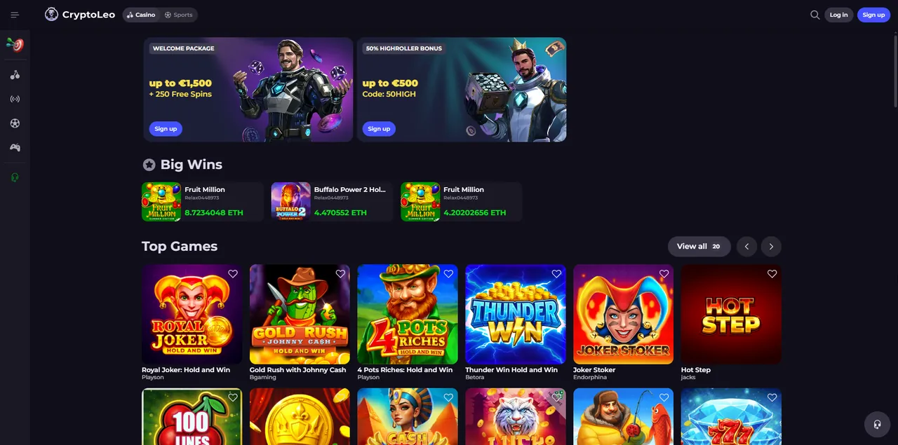 CryptoLeo Casino - Moderná Krypto Herná Platforma Casino